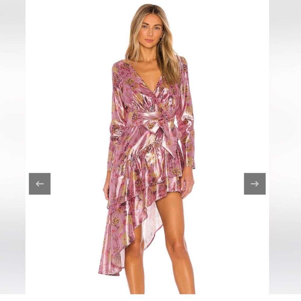 Tularosa Maggie asymmetrical metallic floral dress size large
